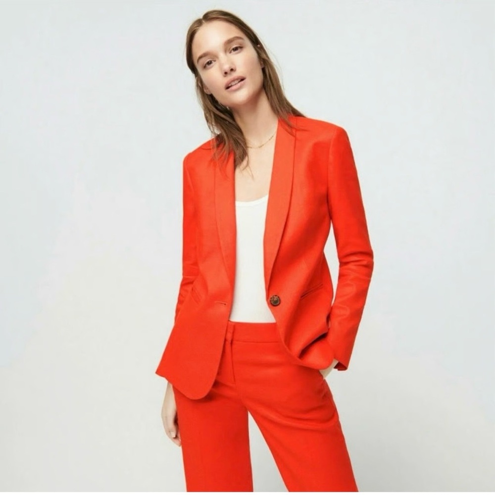J.Crew Parke Blazer Vibrant Coral Pink Wool Blend Jacket H9710 Size 10